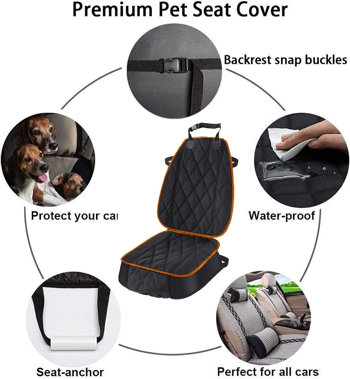 Dog Car Seat Cover for Cars Suvs Trucks, Thicked 600D Oxford Heavy Duty Waterproof Front Car Seat Covers for Dogs Durable Nonslip Padded Pet Car Seat Protector with Side Flaps, 2 Pack | Thicked 600D Oxford,Heavy Duty, Waterproof,Durable, Nonslip Padded Pe