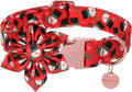 Christmas Dog Collar with Flower, Christmas Flower Collar for Puppy Girl Boy Dog or Cat, Comfortable Dog Collar Flower with Durable Metal Buckle, Cute Pet Collar, M