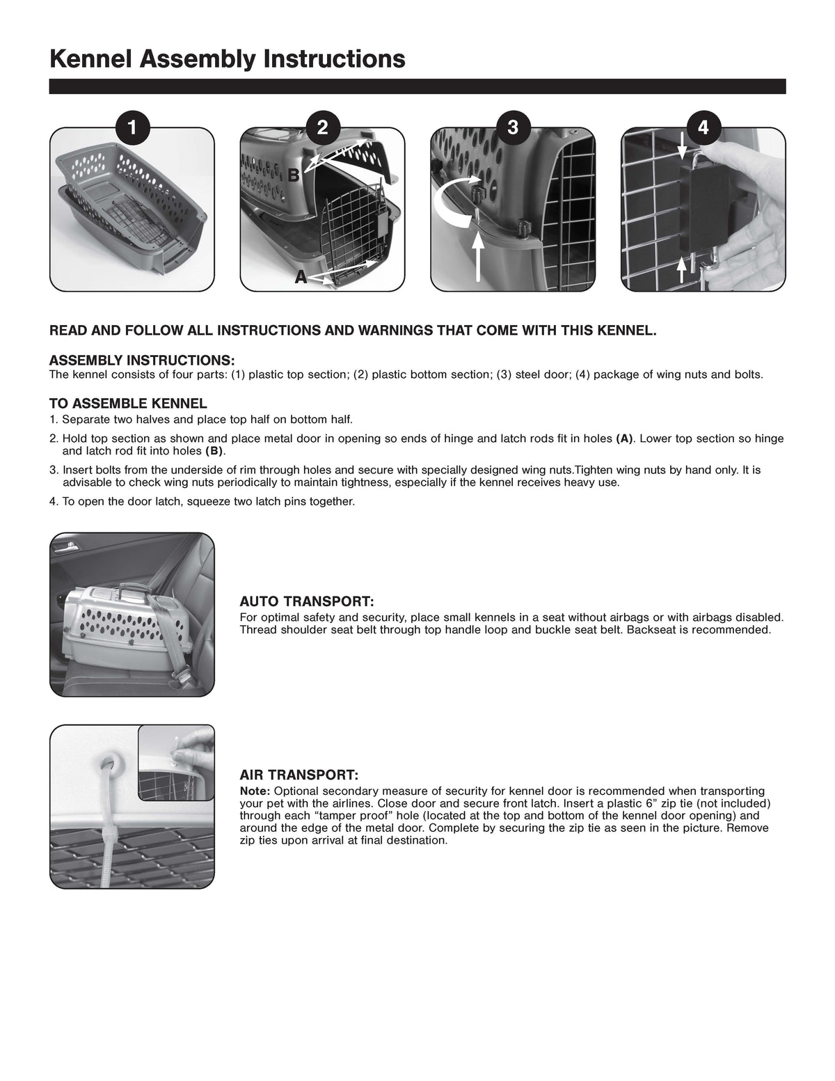 Pet Portable Kennel for Dogs, Hard-Sided Travel Carrier, Durable, Metal Door, Black & Grey, for Pets up to 10 Lbs, 19" L X 12.3" W X 10.8" H