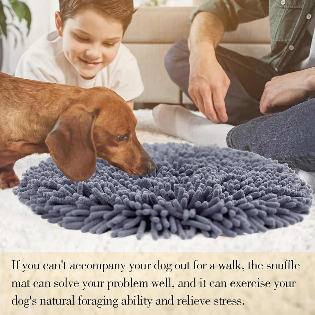 Snuffle Mat for Dogs Food Mat Dog Puzzle Toys Slow Feeder Interactive Feed Game Pet Foraging Mat for Smell Training and Stress Relief(Grey)