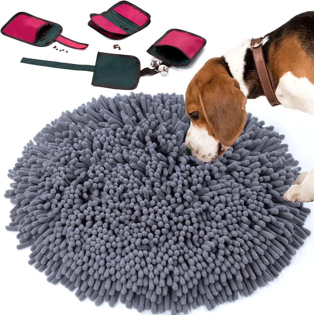 Snuffle Mat for Dogs Food Mat Dog Puzzle Toys Slow Feeder Interactive Feed Game Pet Foraging Mat for Smell Training and Stress Relief(Grey)