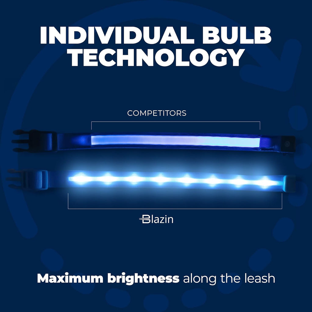 Light up Dog Collar - the Original LED Dog Collar - USB Rechargeable - Waterproof - 1,000 Feet of Visibility - Dog Collar Light for Small, Medium, Large Dogs - US Brand