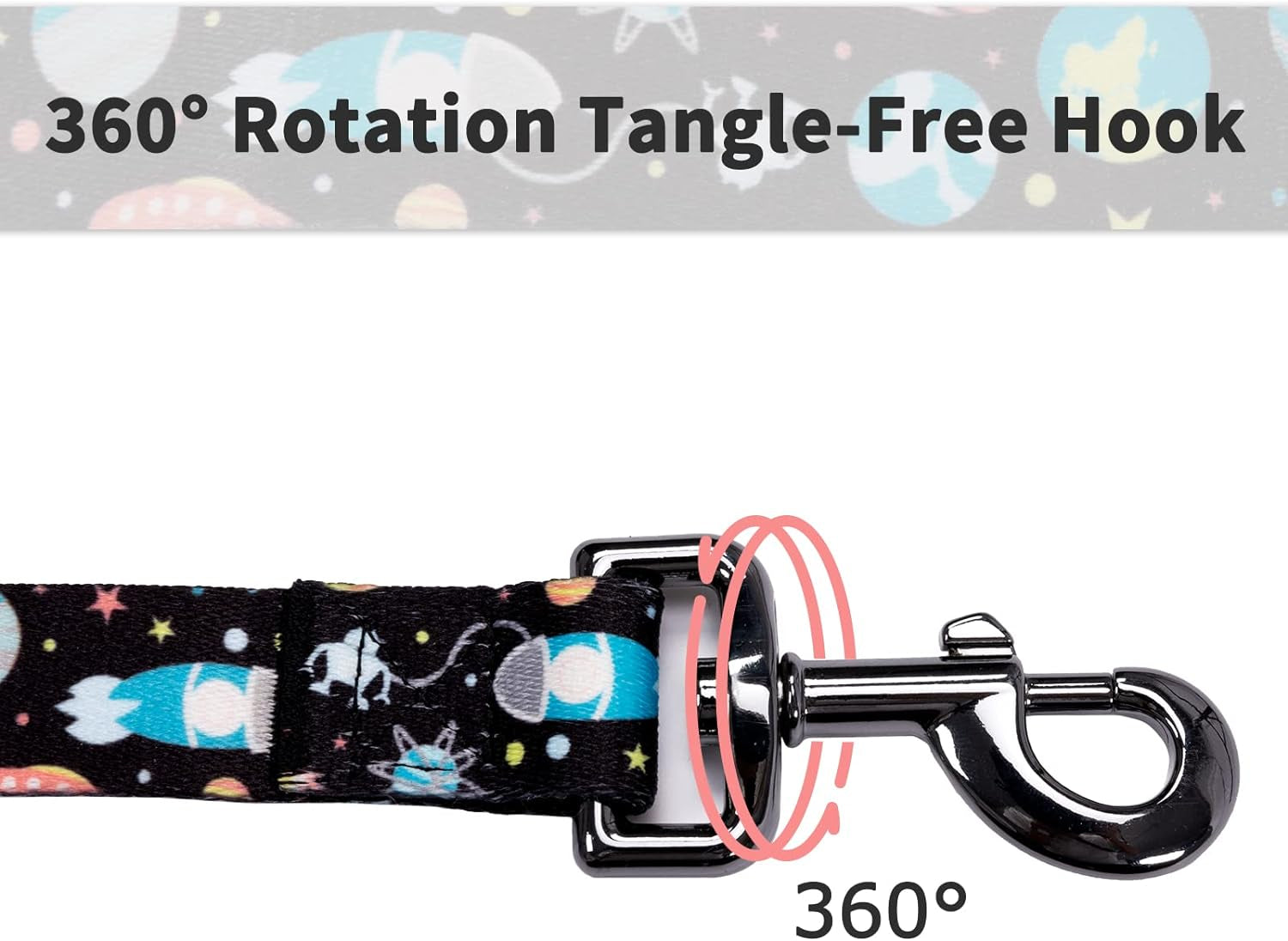 Dog Collar and Leash Set for Daily Outdoor Walking Running Training, Space Design for Large Boys Girls Dogs Cats Pets, L-Up to 80LBS