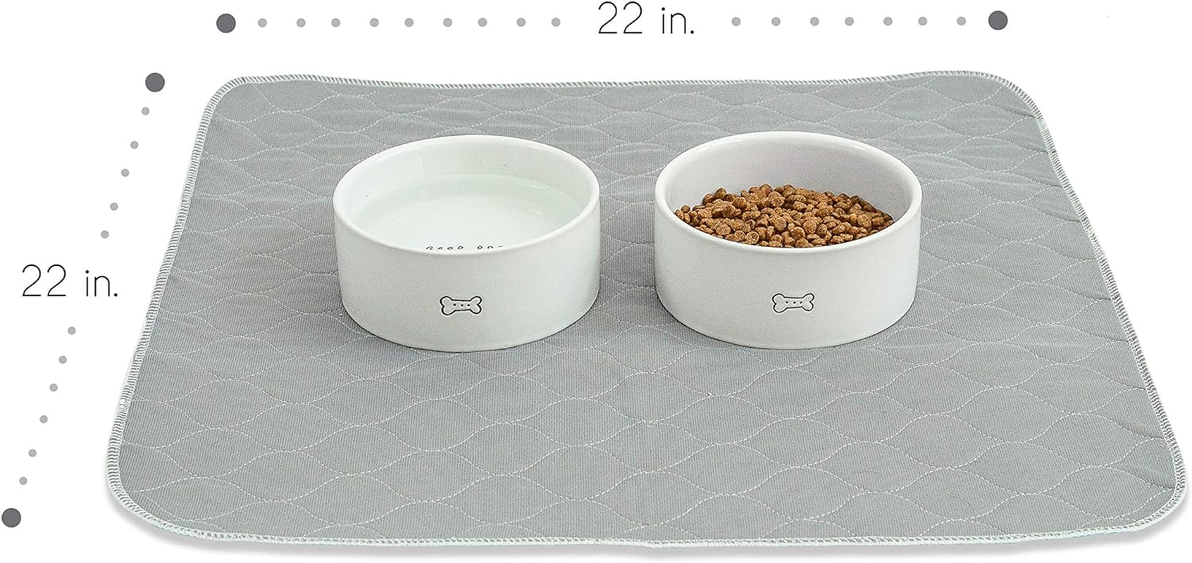 Grey Washable Reusable Pee Pads, Leak-Proof (22X22, 4Pk) | for Potty Training, Whelping & Crate Lining. OEKO-TEX, Chemical-Free.