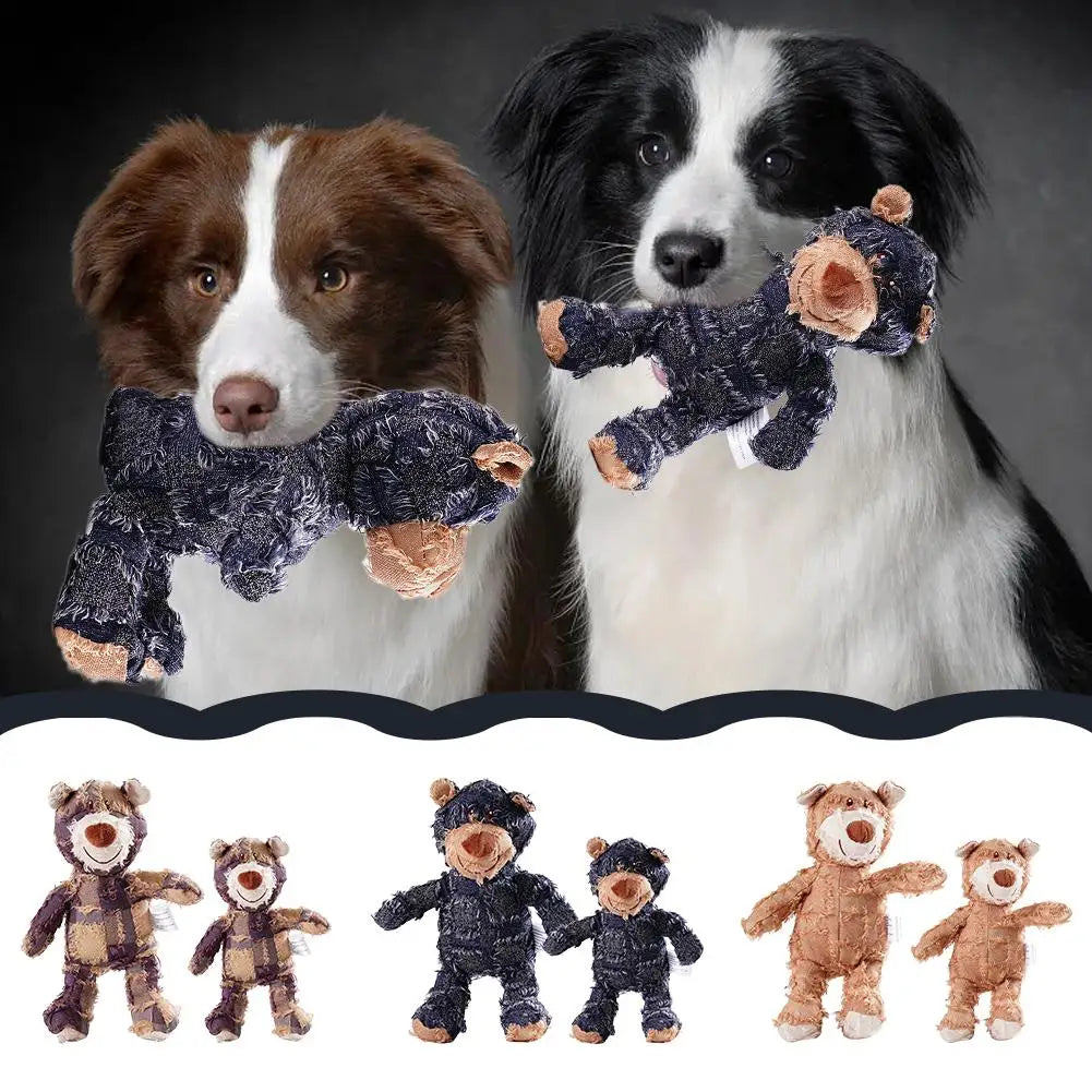 NEW Indestructible Robust Bear Dog Stuffed Animals Chew Toy,Dog Squeaky Toys Training Interactive Play Teething Toys