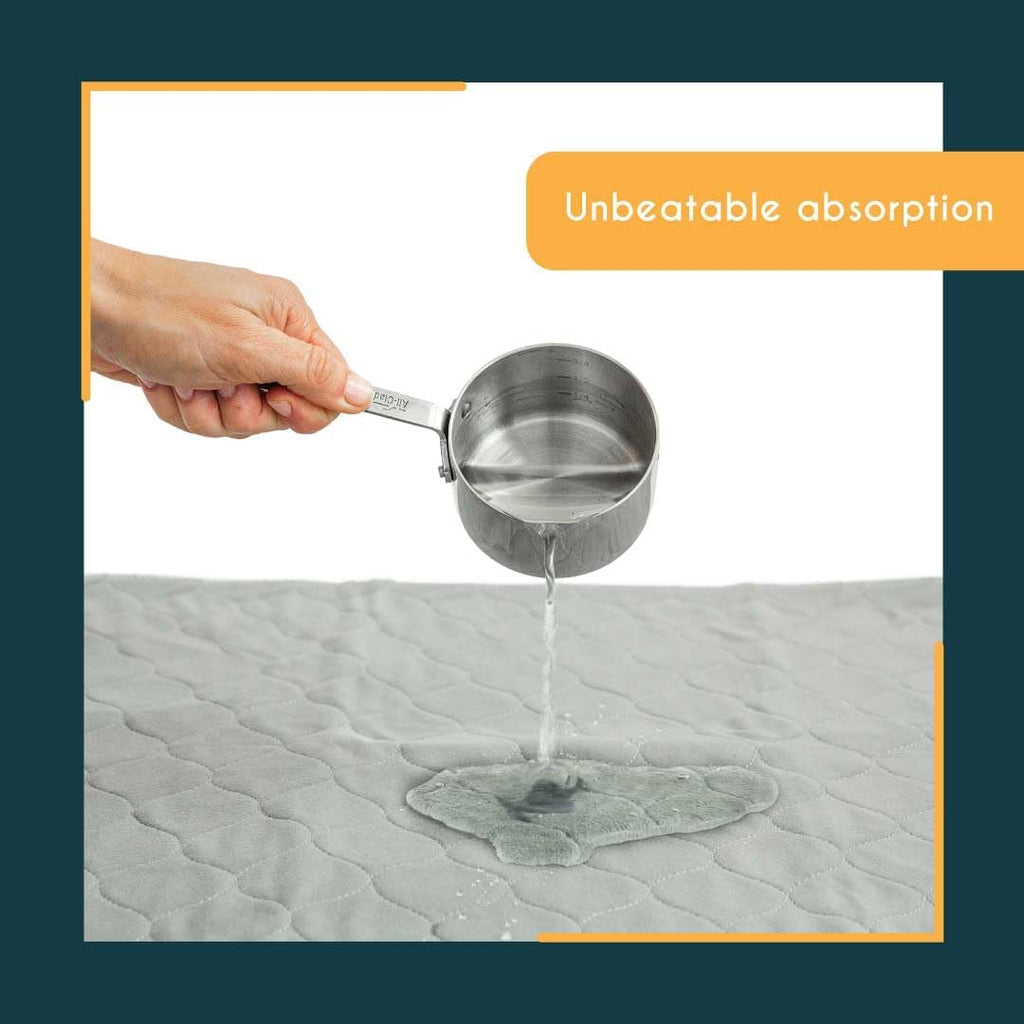 Grey Washable Reusable Pee Pads, Leak-Proof (22X22, 4Pk) | for Potty Training, Whelping & Crate Lining. OEKO-TEX, Chemical-Free.