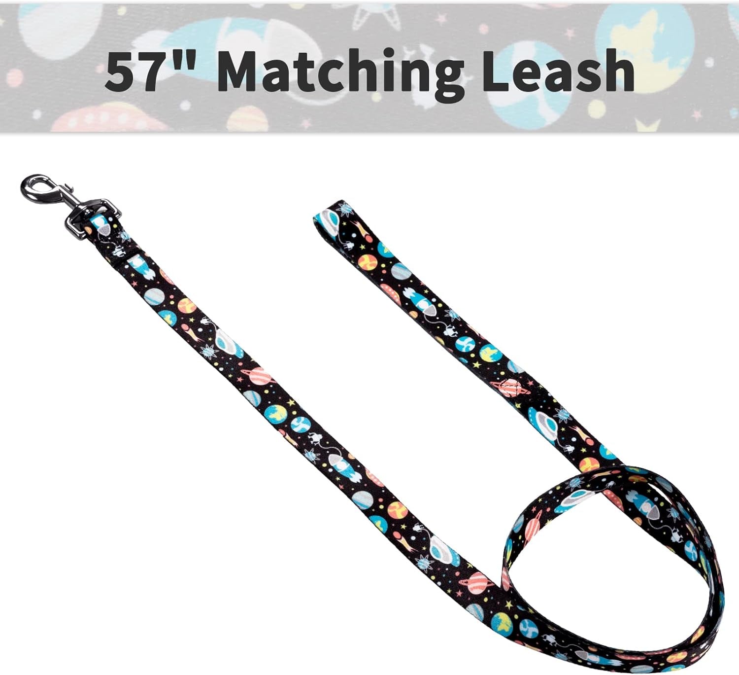 Dog Collar and Leash Set for Daily Outdoor Walking Running Training, Space Design for Large Boys Girls Dogs Cats Pets, L-Up to 80LBS