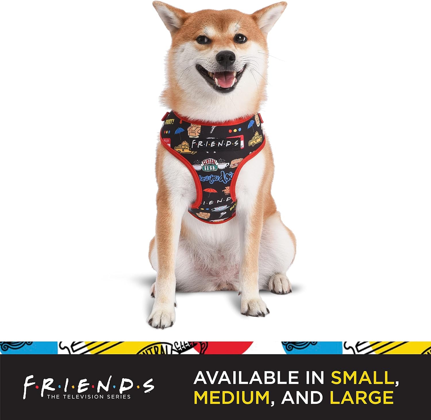 Friends the TV Show City Doodle Dog Harness for Small Dogs, Small (S) | Blue Small Dog Harness, No Pull Dog Harness with D-Ring | Machine Washable Friends Merch for Dogs from Friends TV Show