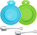 Pet Food Can Cover Silicone Can Lids for Dog and Cat Food, Pet Food Lids, Lids for Cans of Pet Food, Universal Size One Fit 3 Standard Size Food Cans (Light Blue+Green)