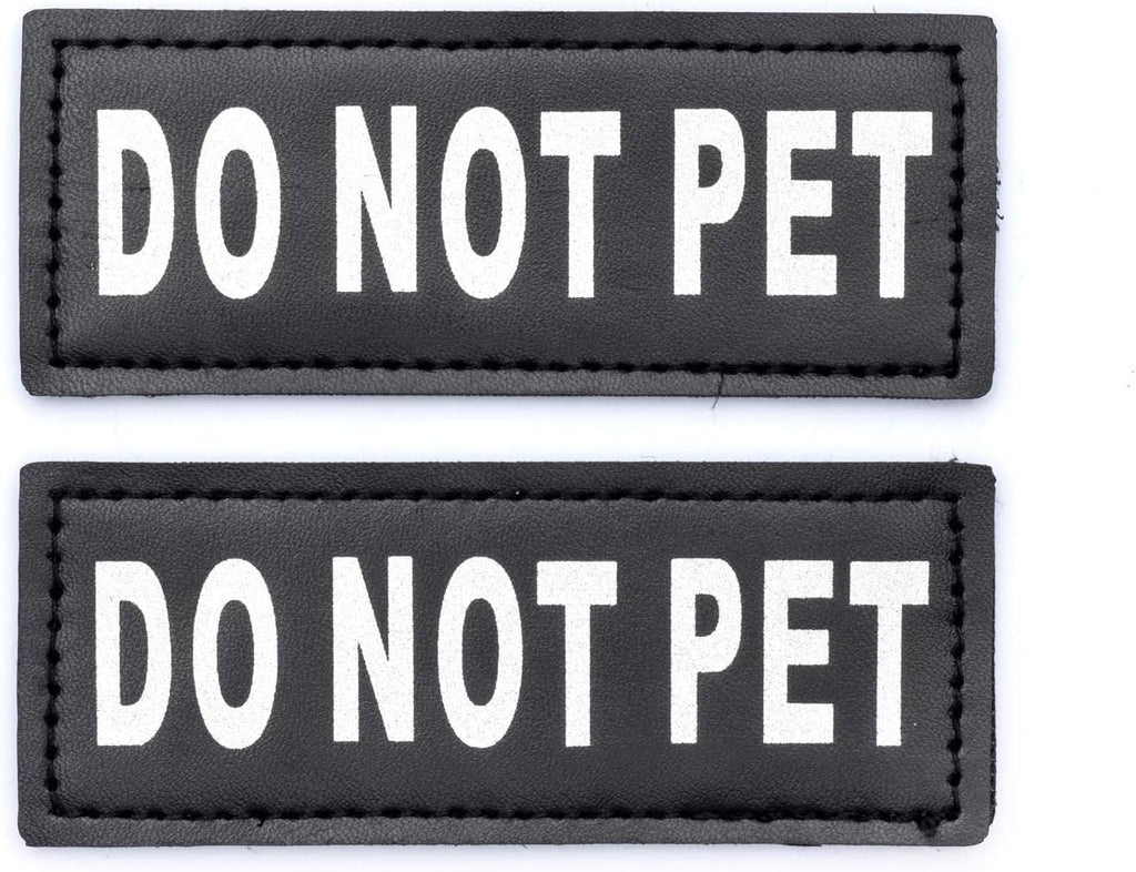 2 Do Not Pet Dog Patch - Reflective Hook-Back Dog Patches for Clear Visibility, Durable Vest Patches for Identification, Compatible with Hook & Loop Vest Gear - XXS 1"X2"