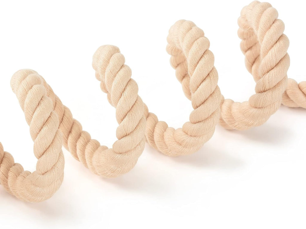 Dog Leash Braided Cotton Rope with Leather-Reinforced Ends | Rust-Proof 360° Swivel Clasp, Heavy-Duty for Medium/Large Dogs. Great for Weddings, Daily Walks (6 FT, 1/2", Light Brown)