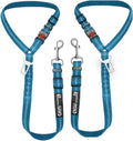 Comfortable Dog Seat Belt Harness for Car - 2-In-1 Leash and Restraint Secures to Headrest. Adjustable Bungee, Strong, Durable, 360 Degree Swivel Attach Won'T Twist, Reflective, Easy to Use (Blue)