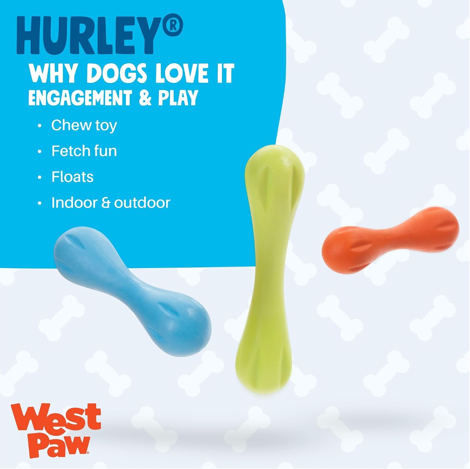 Zogoflex Hurley Dog Bone Chew Toy – Floatable Pet Toys for Aggressive Chewers, Catch, Fetch – Bright-Colored Bones for Dogs – Recyclable, Dishwasher-Safe, Non-Toxic, Small, Granny Smith