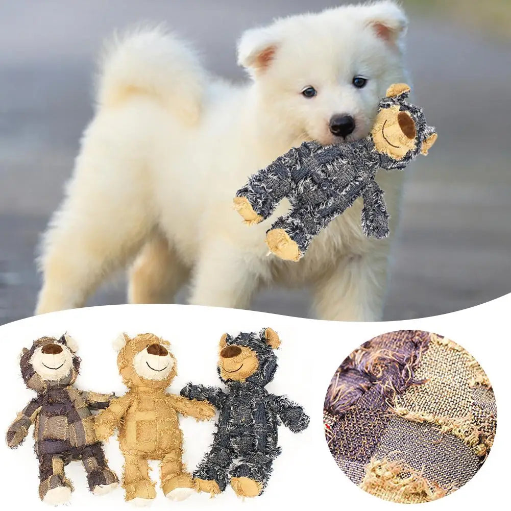 NEW Indestructible Robust Bear Dog Stuffed Animals Chew Toy,Dog Squeaky Toys Training Interactive Play Teething Toys