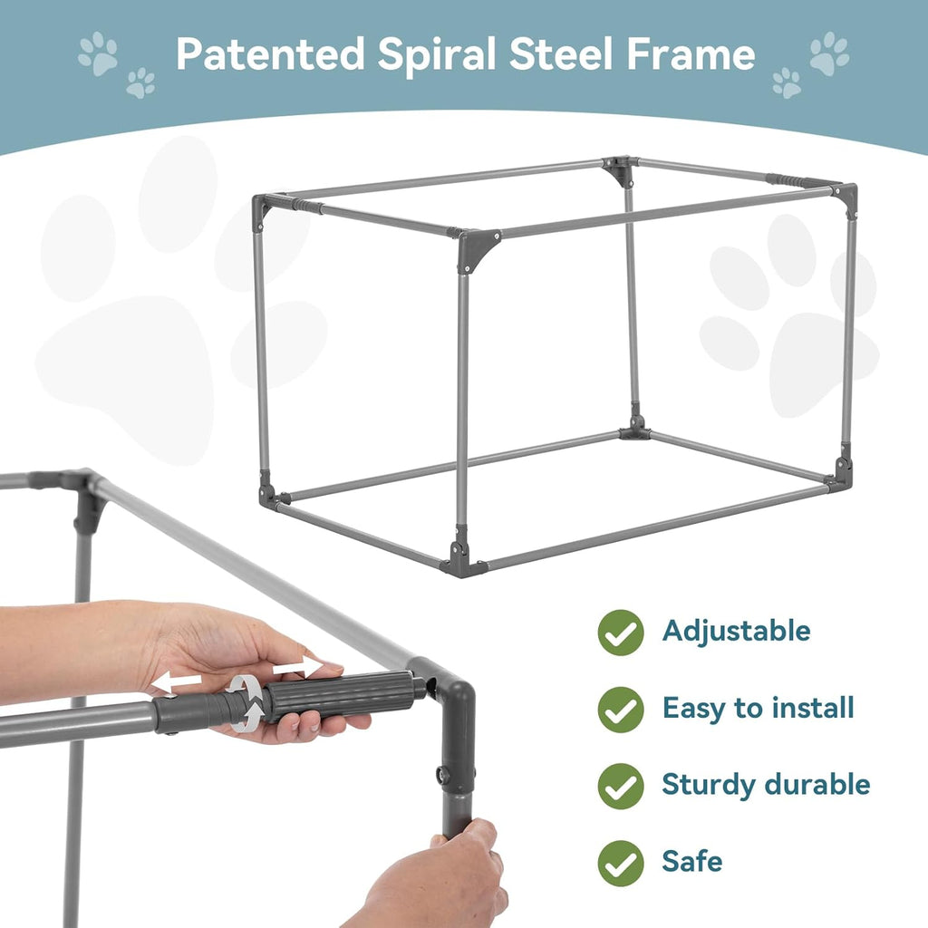 Portable Dog Crate for Small Dogs, – 24" Soft Dog Travel Crates with Lockable Zippers & Thicken Mat, Adjustable Patented Spiral Steel Frame, Collapsible Kennel for Indoor & Outdoor