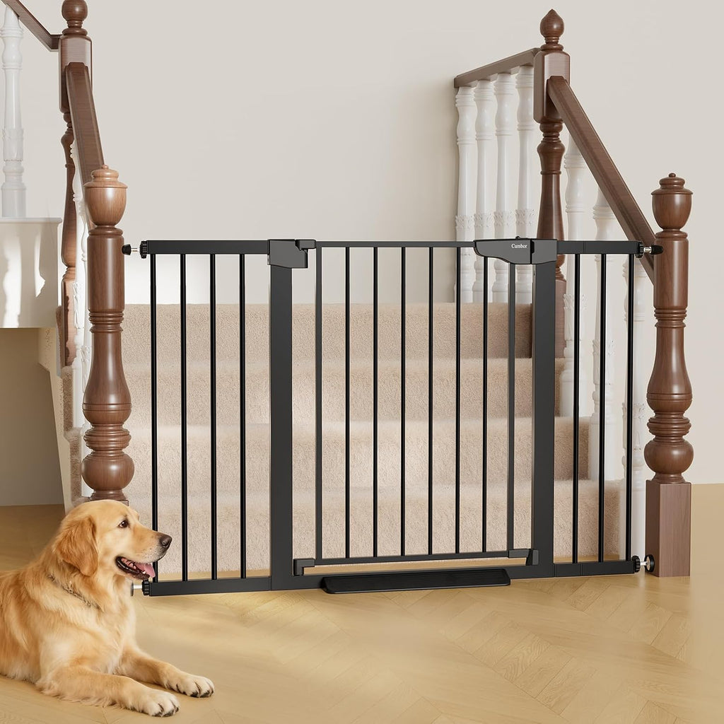 29.7-51.5 in Extra Wide Baby Gate for Stairs, Dog Gate Indoor Black | Mom'S Choice Awards Winner, Auto Close with Double Lock for Doorways, Child Gate for Toddlers & Pets, Pressure Mounted