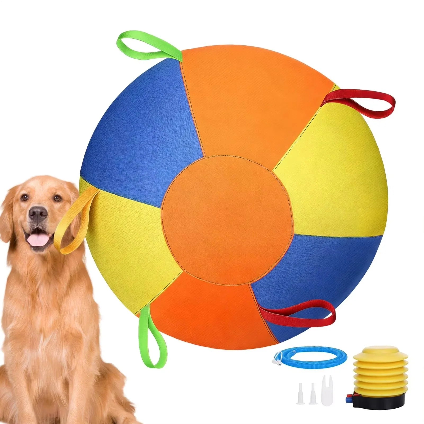 Herding Ball for Dogs & Horses - Tear-Resistant Inflatable Toy with Heavy-Duty Handle Cover & Pump - Durable Exercise Ball for Large Pets