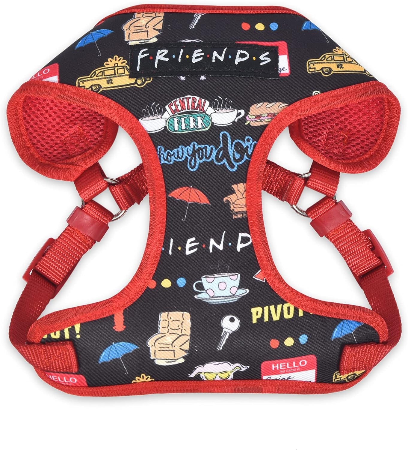 Friends the TV Show City Doodle Dog Harness for Small Dogs, Small (S) | Blue Small Dog Harness, No Pull Dog Harness with D-Ring | Machine Washable Friends Merch for Dogs from Friends TV Show