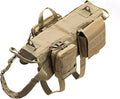 Tactical Dog Molle Vest Harness K9 Adjustable Outdoor Training Service Camouflage Harness with 3 Detachable Pouches Brown Size XL